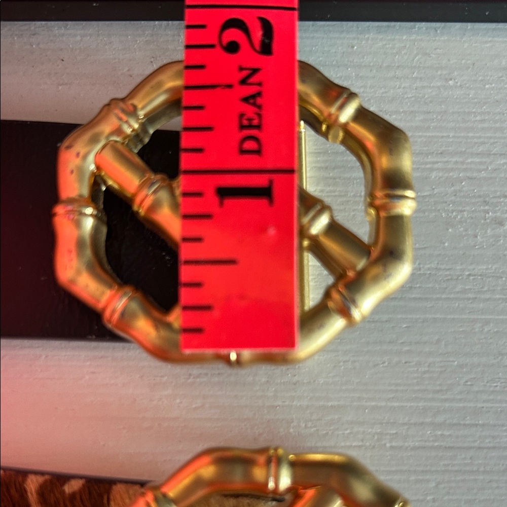 Two J. McLaughlin Gold Buckle Leopard and Black Belts large L - Picture 11 of 13